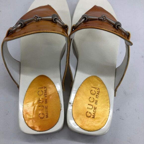 Gucci Y2K Gold Topaz Horsebit Platform Thong Sandals w/ Box Size EU 36/US 5.5 - Picture 5 of 11